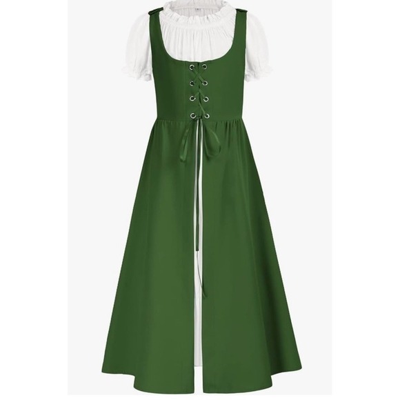 Scarlett Darkness Dresses & Skirts - Scarlet Darkness Lace Up Over Dress Vest Dress XS Green LARP Ren Faire Peasant